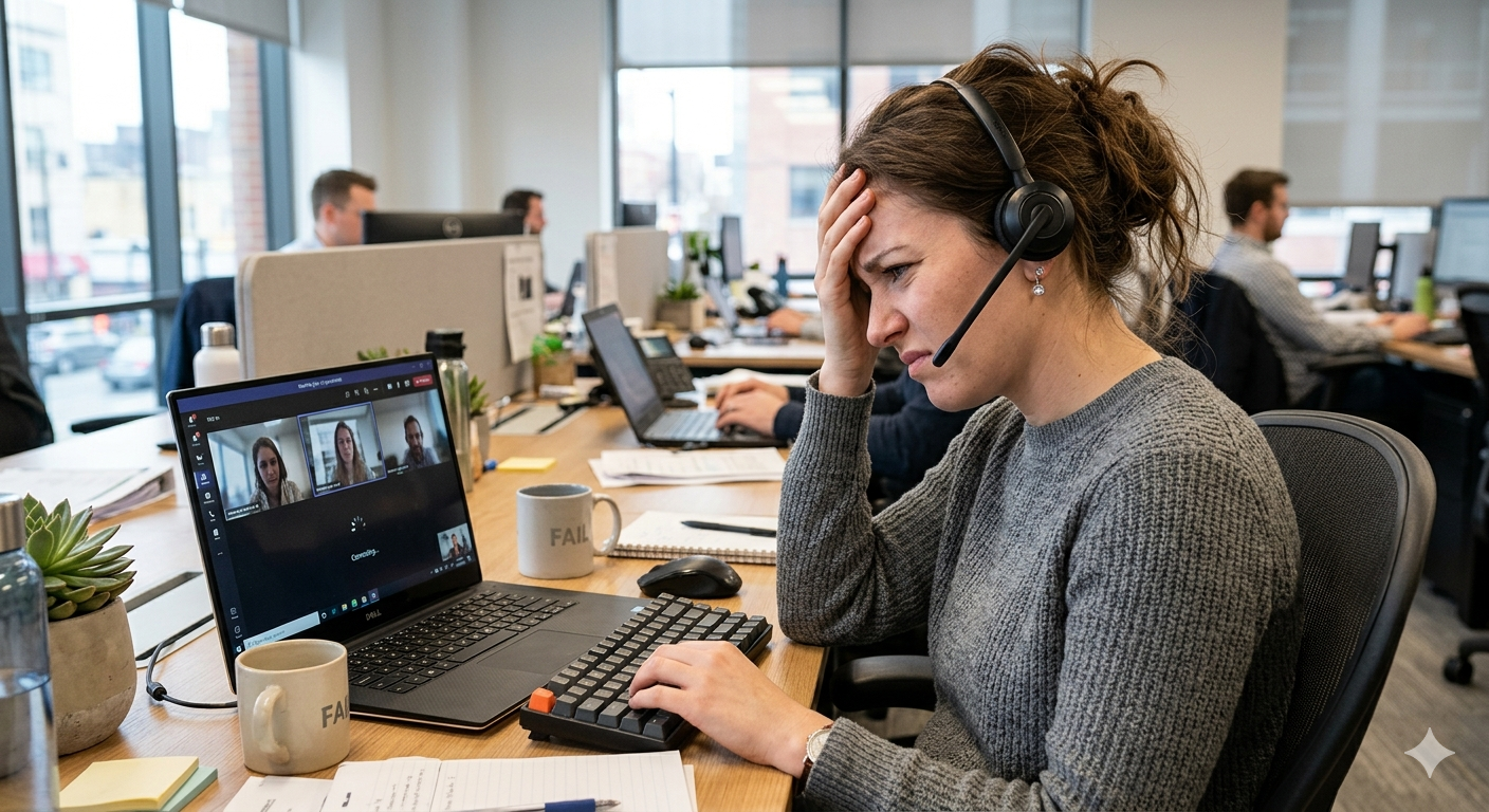 Frustrated Video Conferencing user Image of Frustrated Video Conferencing user